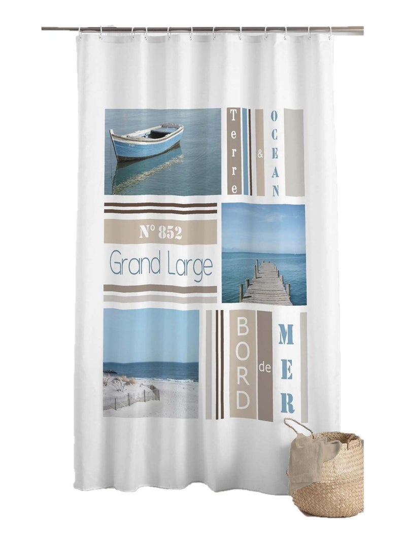 Rideau de douche Modele Bord de Mer Royan Blanc - Kiabi
