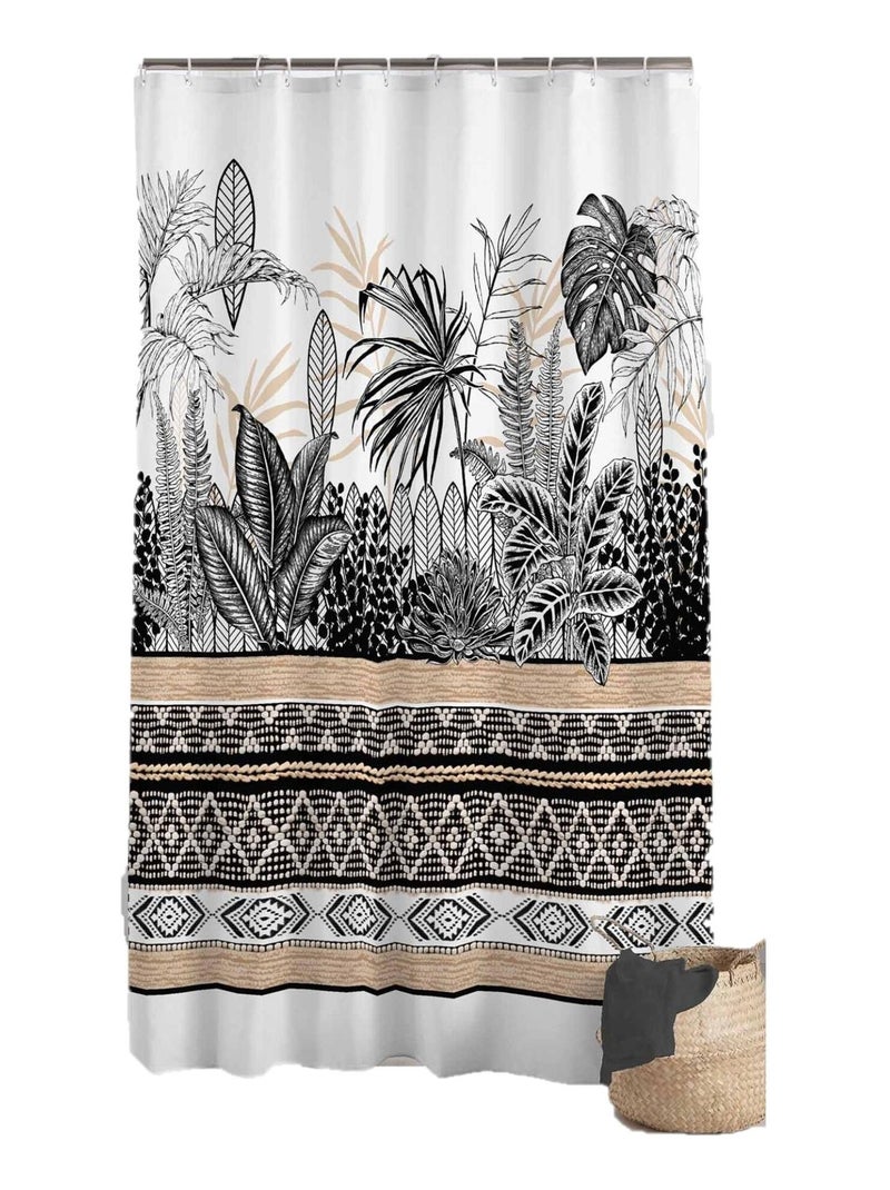 Rideau de douche Modele Feuilles Tikal Beige - Kiabi