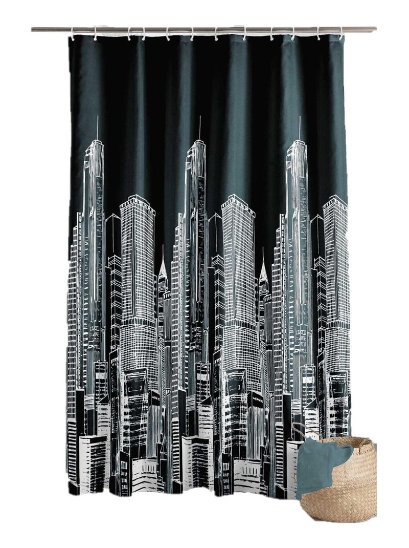 Rideau de douche Modele New York City Noir - Kiabi