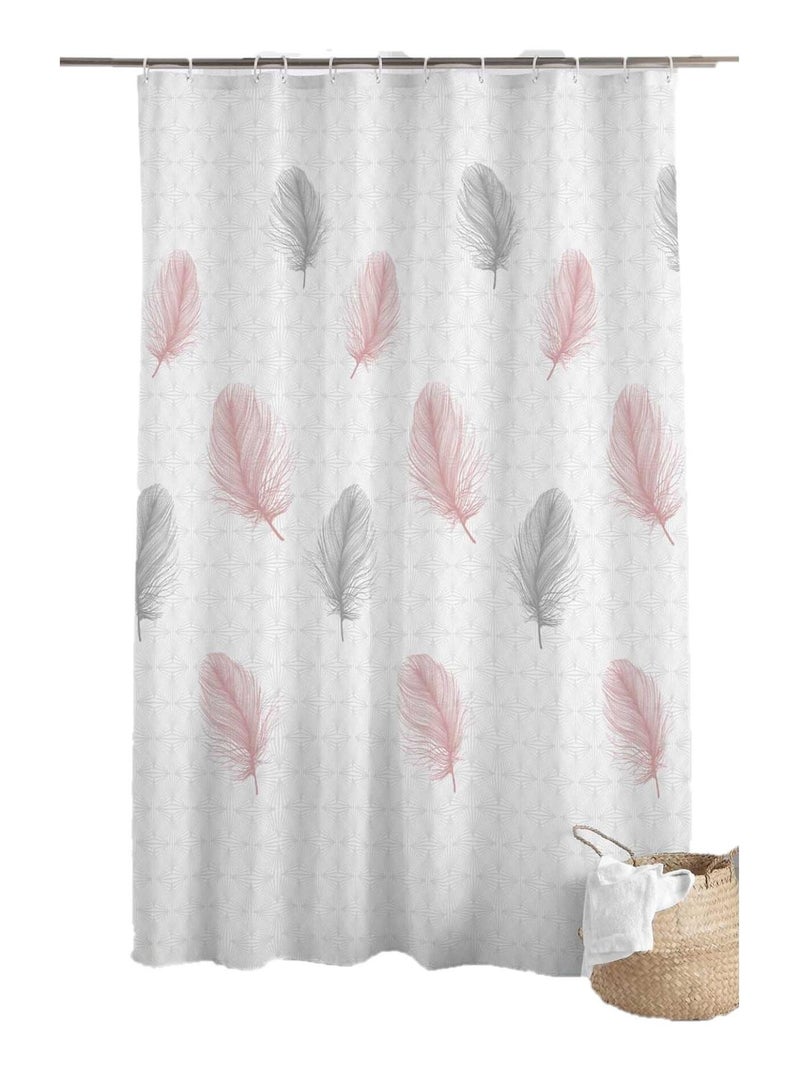Rideau de douche Modele Plumes Blanc - Kiabi