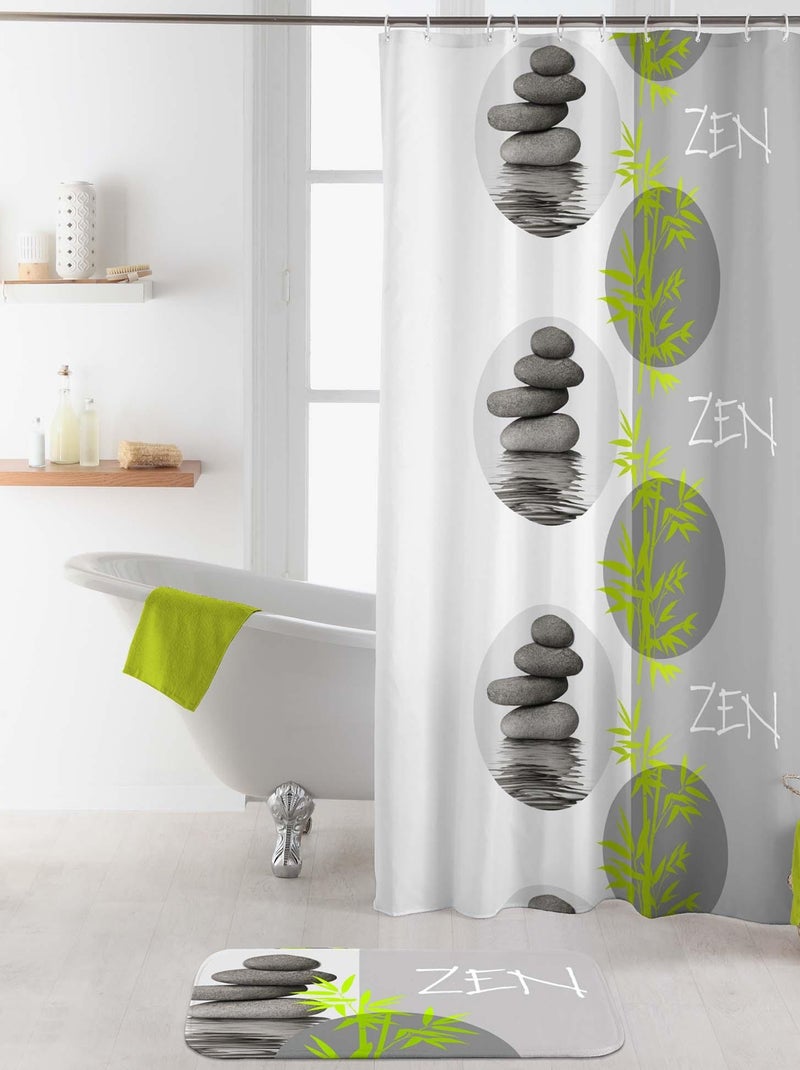 Rideau de douche Modele Zen Tibétain Blanc - Kiabi
