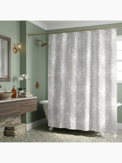 Rideau de douche motif feuillage - Kiabi