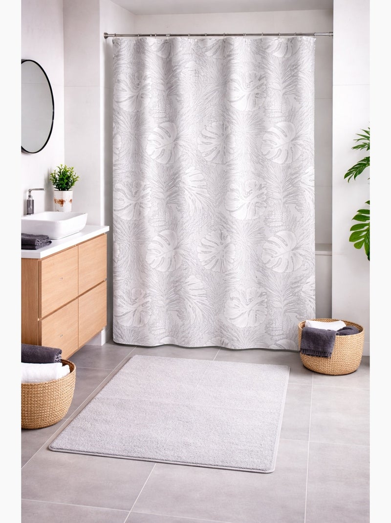 Rideau de douche motif feuillage Gris - Kiabi