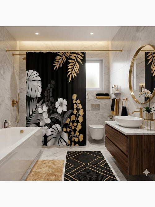 Rideau de douche motif feuillage - Kiabi Rideau de douche motif feuillage - Kiabi
