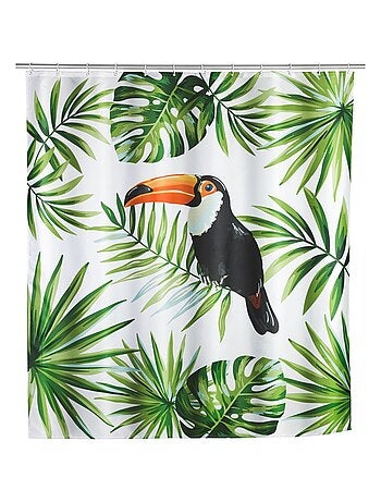 Rideau de douche motif tropical TOUCAN