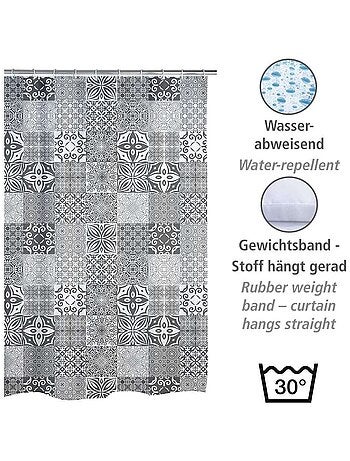 Rideau de douche motifs carreaux de ciment