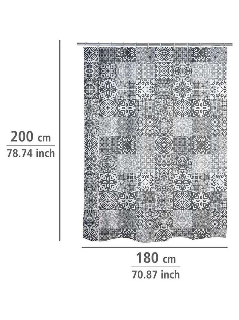 Rideau de douche motifs carreaux de ciment Gris - Kiabi