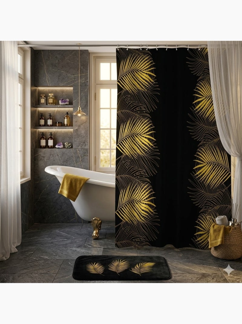 Rideau de douche Orbel Noir Doré - Kiabi