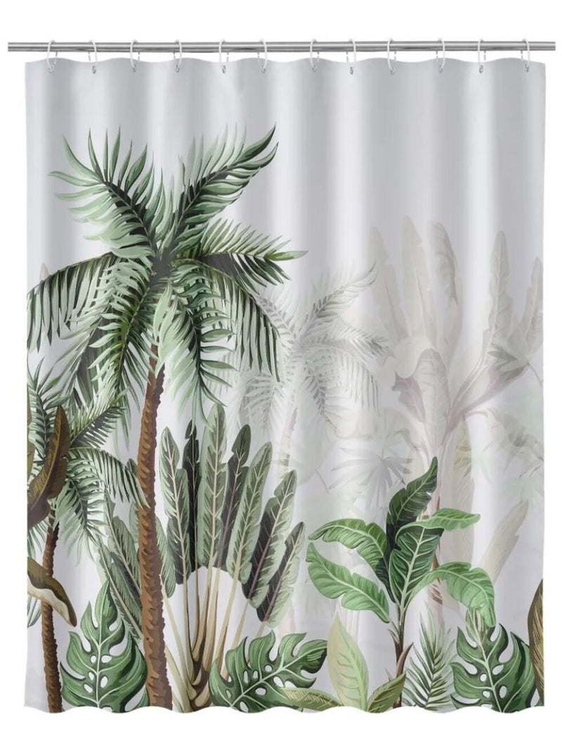 Rideau de douche Palmiers Blanc Vert - Kiabi
