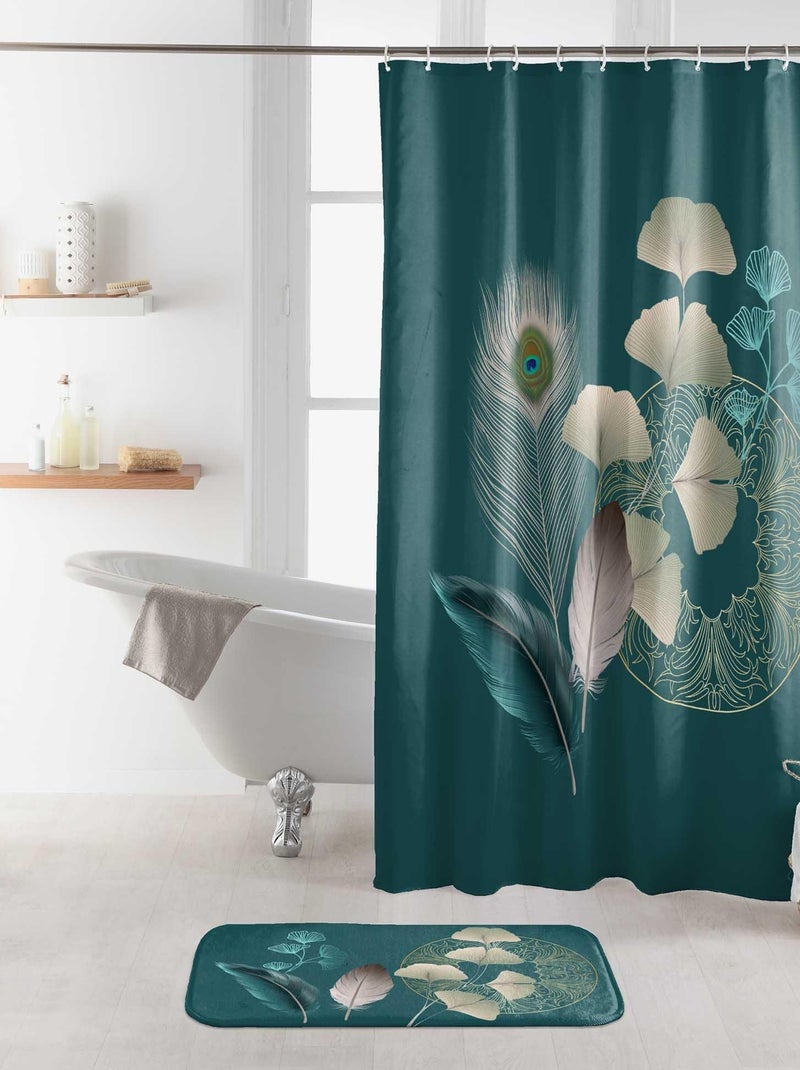 Rideau de douche Paon Ginko-blue Bleu - Kiabi