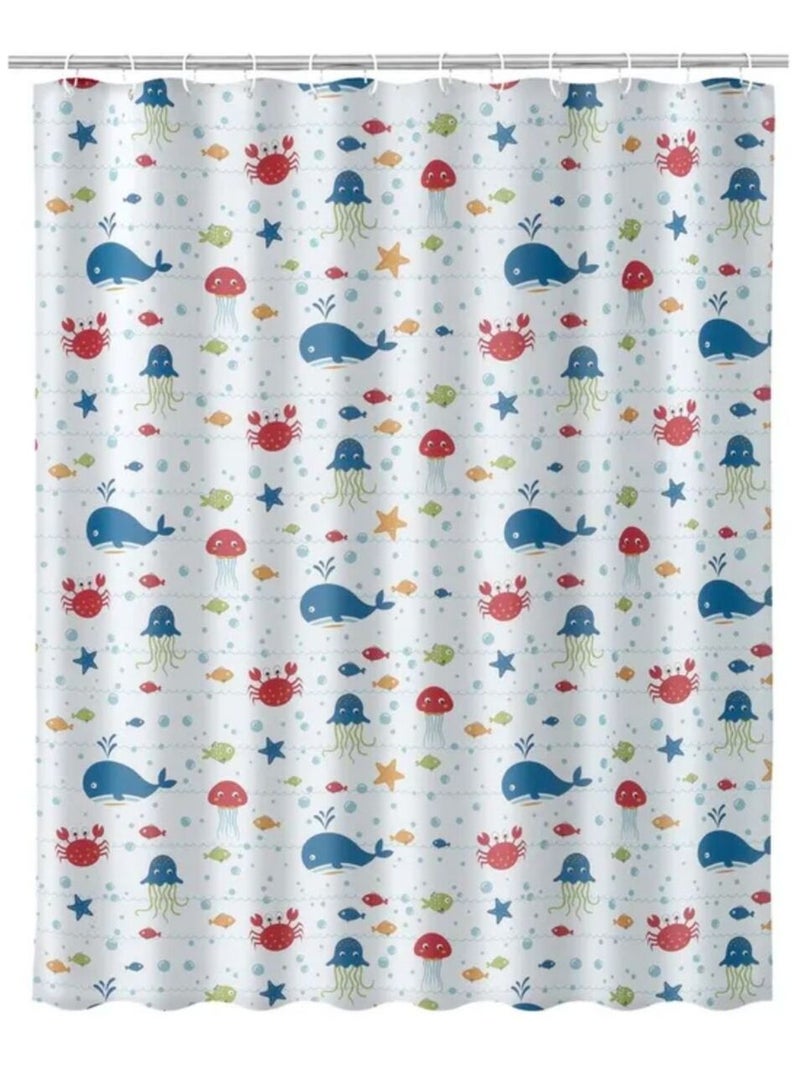 Rideau de douche petits poissons Blanc - Kiabi