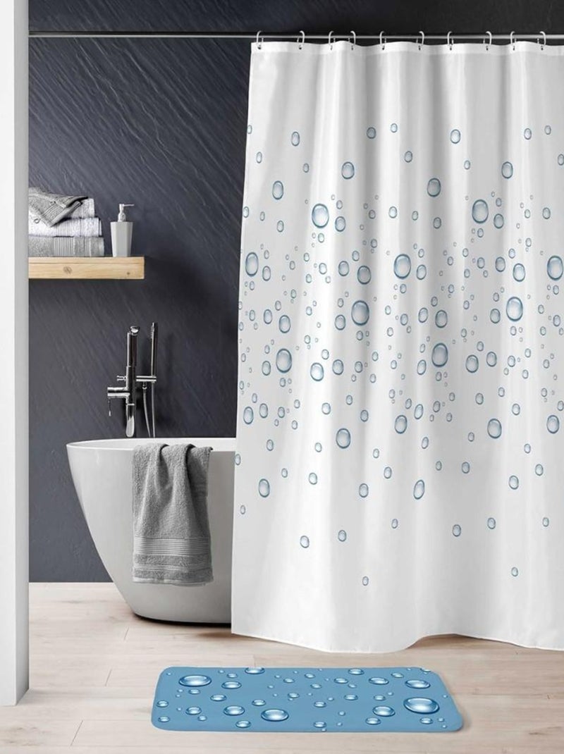Rideau de douche polyester 180x200 Bubble Bleu - Kiabi