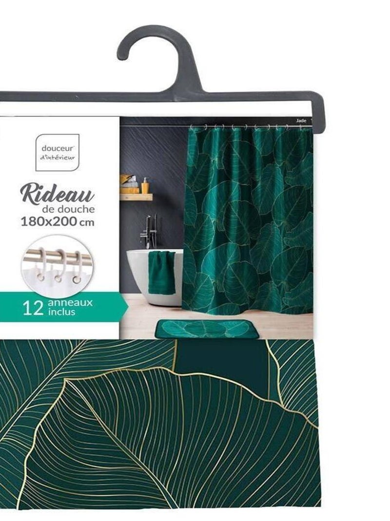 Rideau de douche polyester 180x200 Jade Vert - Kiabi