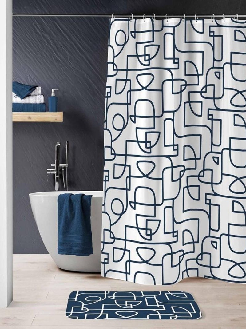 Rideau de douche polyester 180x200 Labyrinthe Bleu - Kiabi