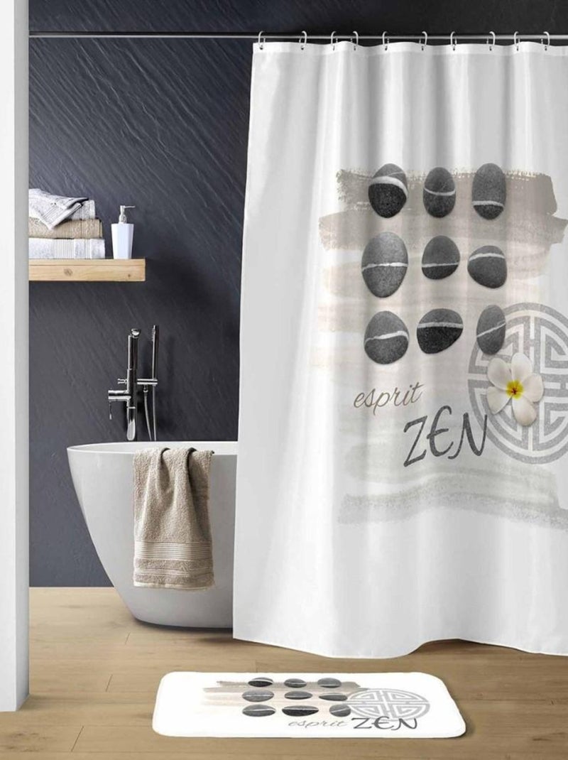 Rideau de douche polyester 180x200 Zenitude Blanc - Kiabi