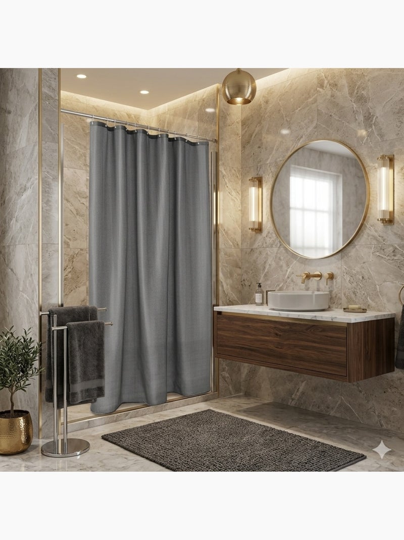 Rideau de douche texturé uni Gris Gris anthracite - Kiabi