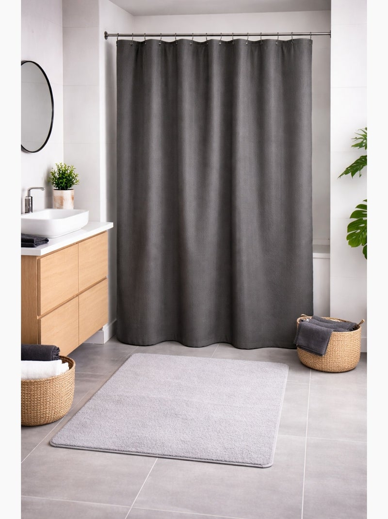 Rideau de douche texturé uni Gris Gris anthracite - Kiabi