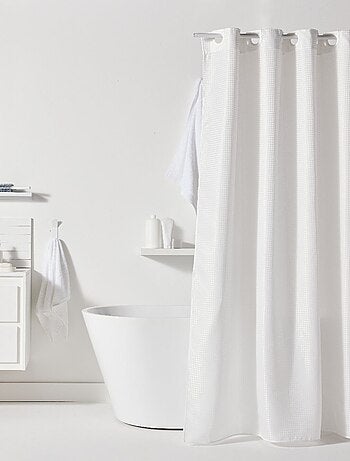 Rideau de douche tissu gaufré à crochets uni BATHROOM