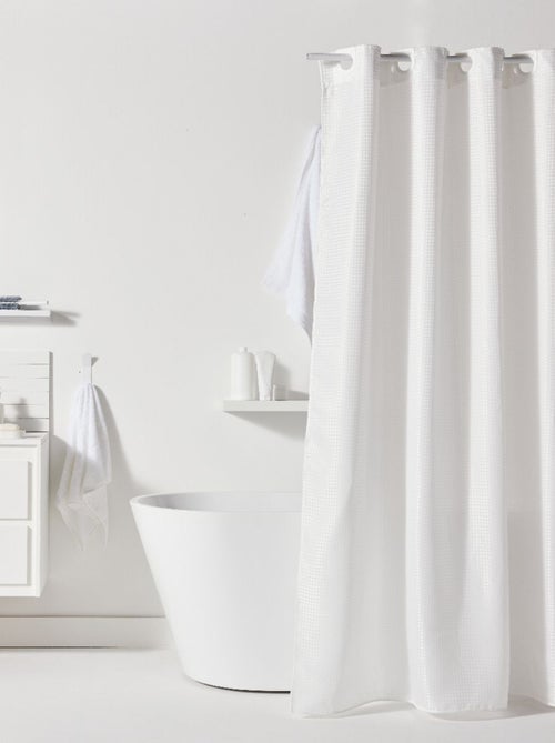 Rideau de douche tissu gaufré à crochets uni BATHROOM - Kiabi