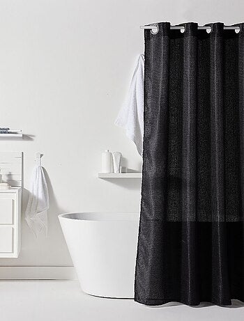 Rideau de douche tissu gaufré à crochets uni BATHROOM