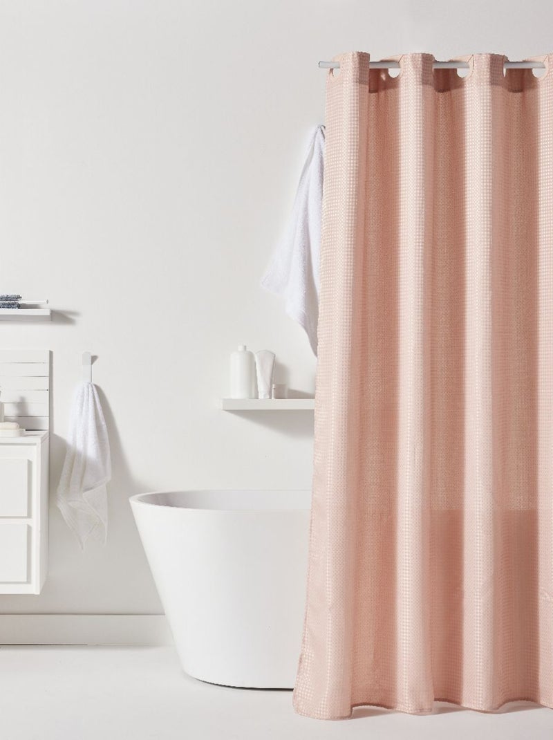 Rideau de douche tissu gaufré à crochets uni BATHROOM Rose - Kiabi