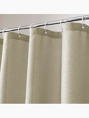 Rideau de douche uni aspect chambray avec crochets