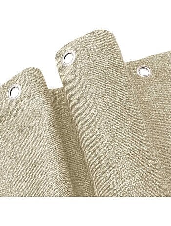 Rideau de douche uni aspect chambray avec crochets