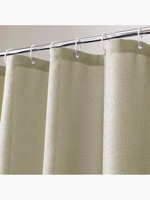 Rideau de douche uni aspect chambray avec crochets - Kiabi