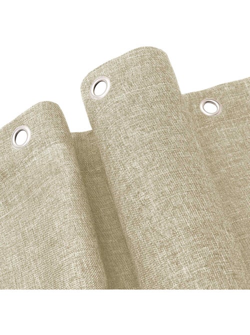 Rideau de douche uni aspect chambray avec crochets - Kiabi