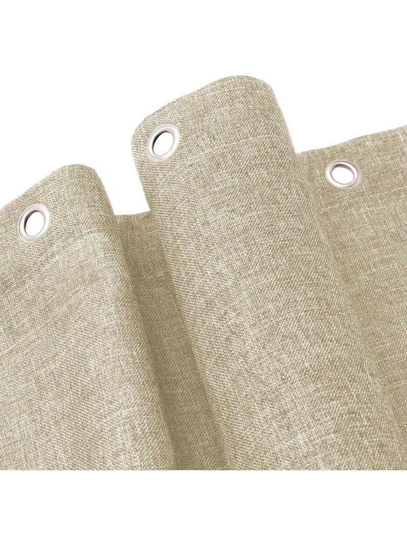 Rideau de douche uni aspect chambray avec crochets Beige - Kiabi
