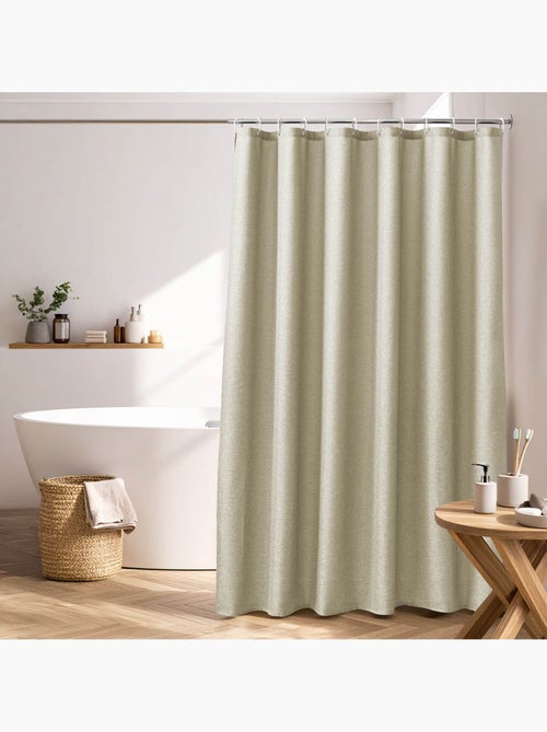 Rideau de douche uni aspect chambray avec crochets - Kiabi