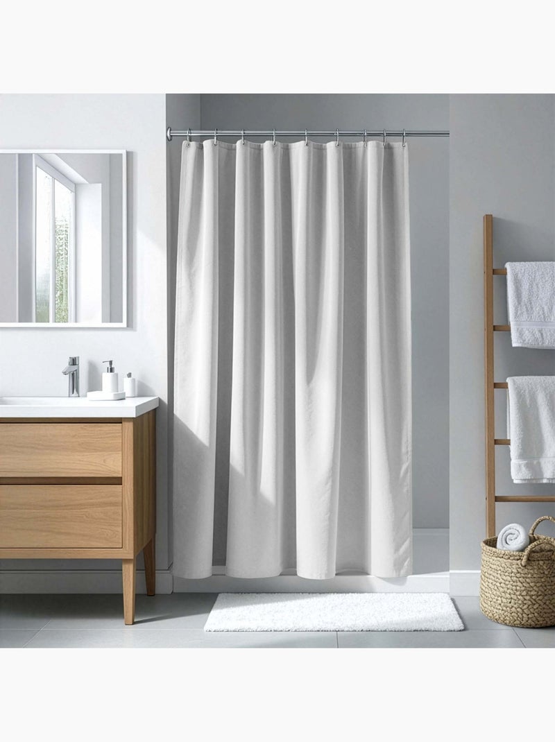 Rideau de douche uni avec crochets Blanc - Kiabi