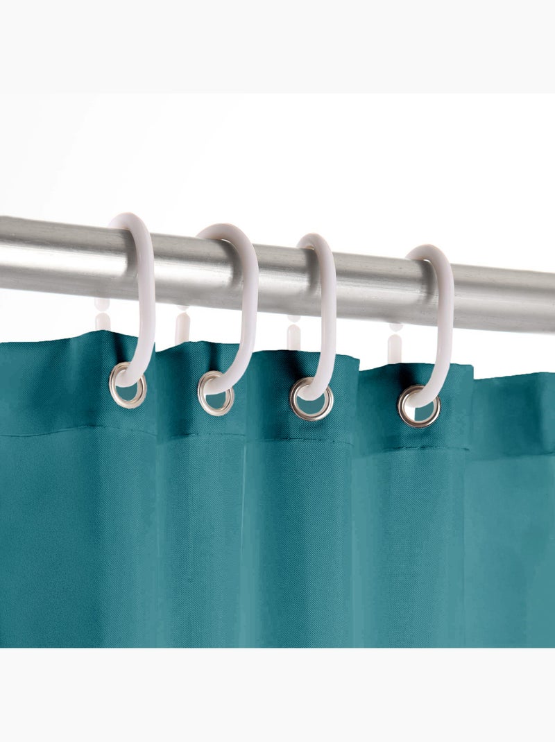 Rideau de douche uni avec crochets Bleu pétrole - Kiabi