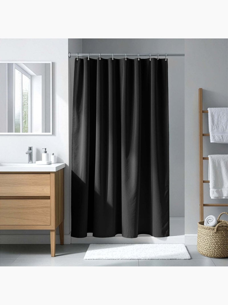 Rideau de douche uni avec crochets Noir - Kiabi
