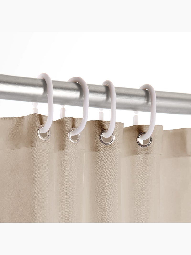 Rideau de douche uni avec crochets Taupe - Kiabi