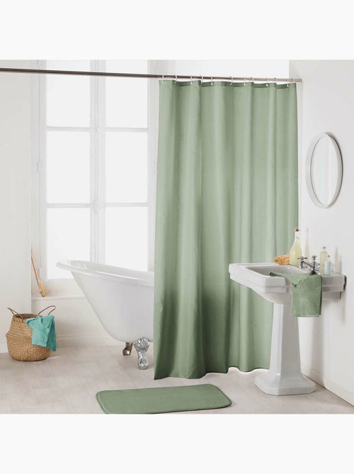 Rideau de douche uni avec crochets - Kiabi