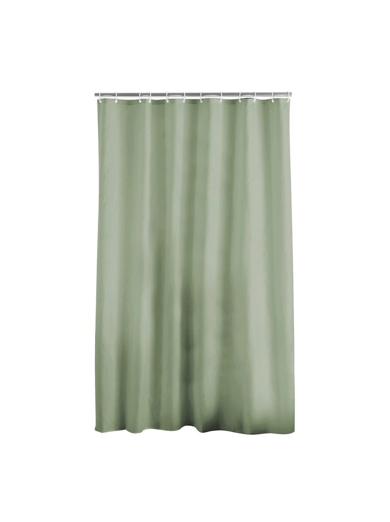 Rideau de douche uni avec crochets Vert Sauge - Kiabi