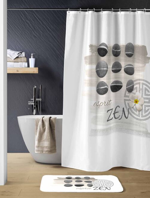 Rideau De Douche Rayé Noir Et Blanc - 120 X 180 Cm - 100% Polyester - Style Moderne Avec Crochets
