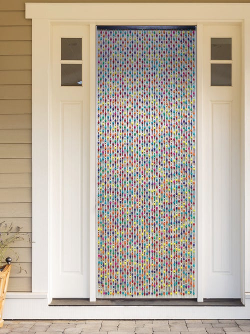 Rideau de perles en bois coloré - Kiabi