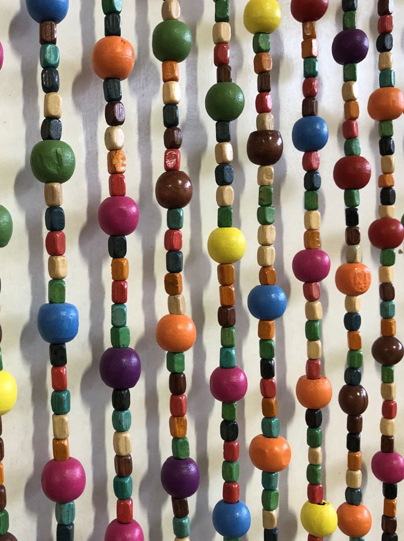 Rideau de perles en bois coloré Multicolore - Kiabi