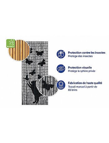 Rideau de porte en bambou à motifs chat et papillon