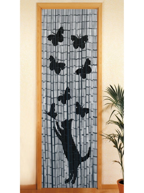 Rideau de porte en bambou à motifs chat et papillon - Kiabi Rideau de porte en bambou à motifs chat et papillon - Kiabi