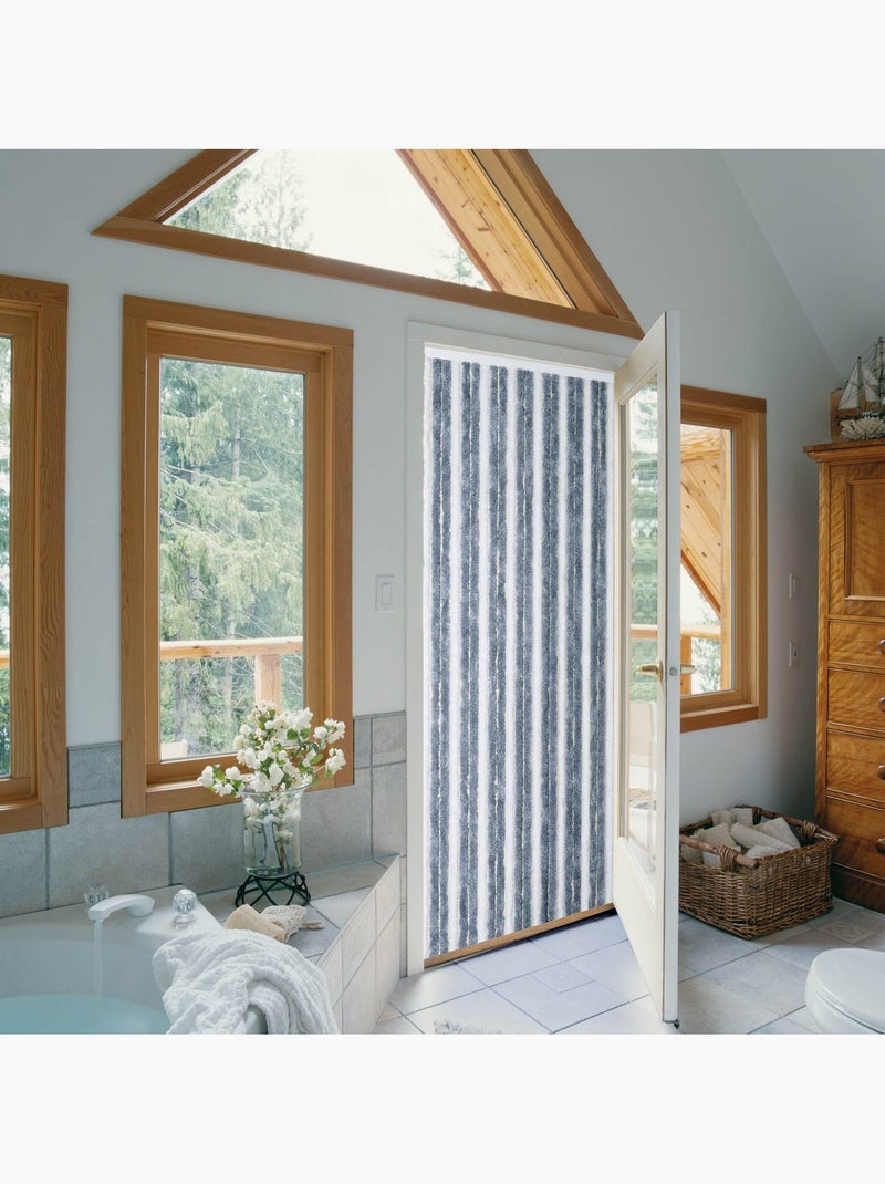 Rideau de porte en chenille bicolore Gris clair - Kiabi