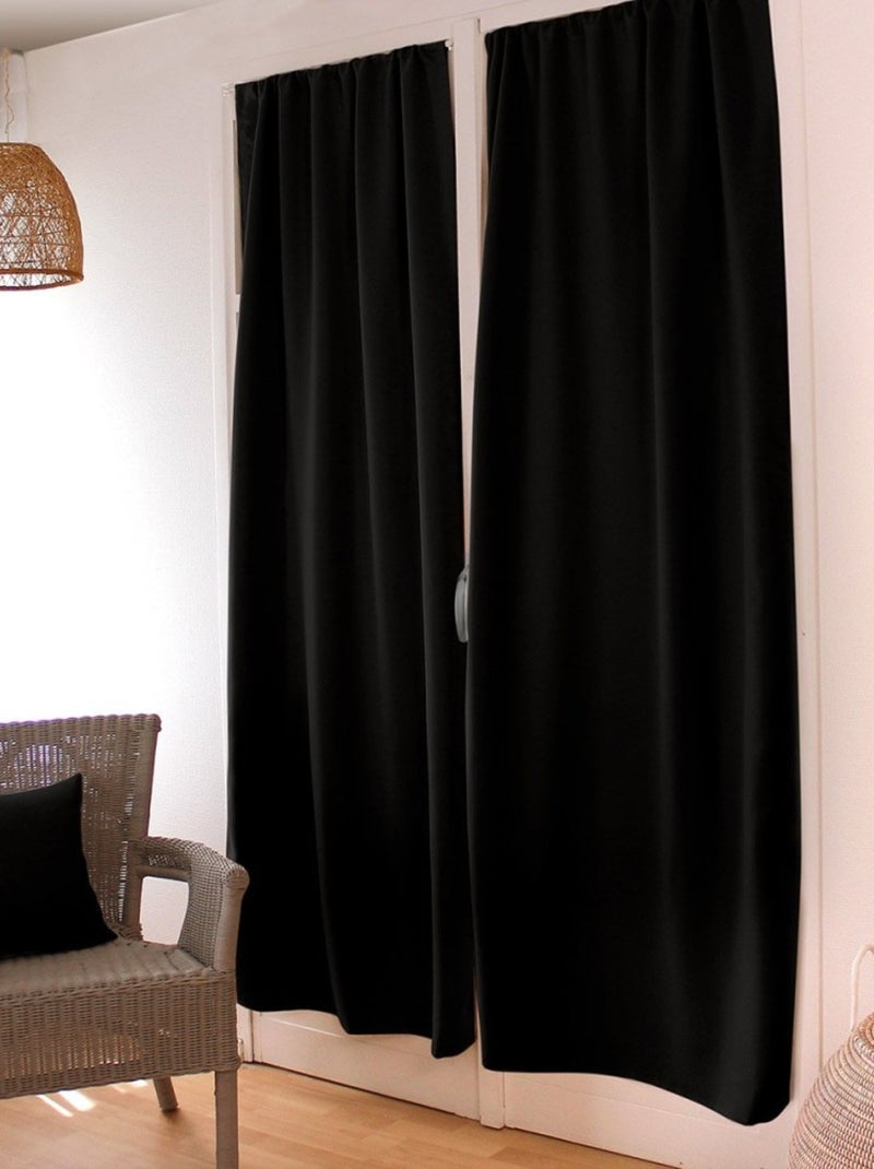 Rideau de porte occultant 90x210 Basic noir Noir - Kiabi