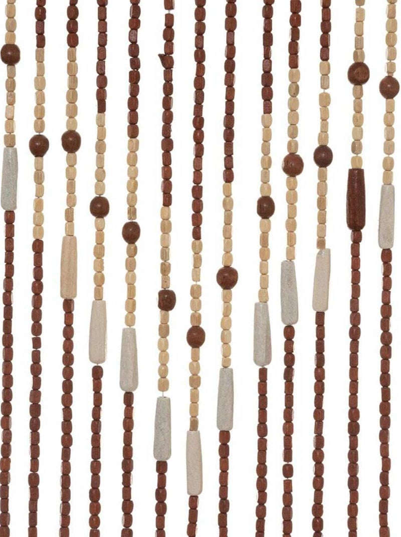 Rideau de porte perles bois Nam 90x200 Beige - Kiabi