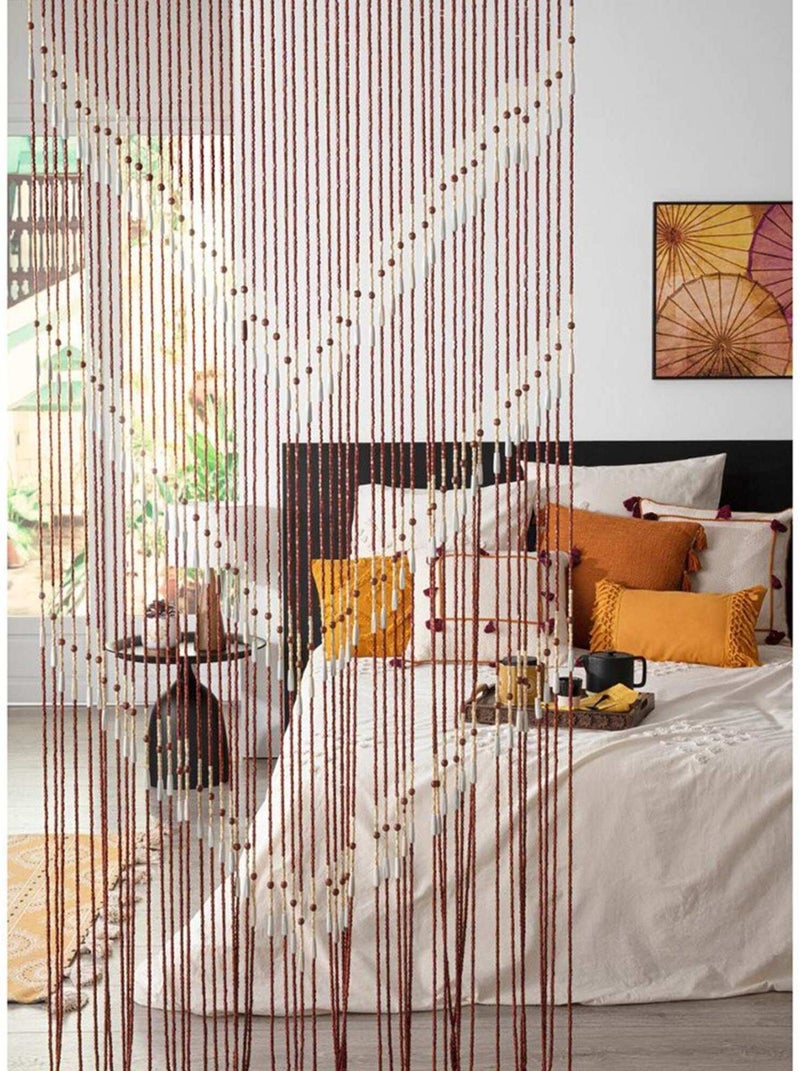 Rideau de porte perles bois Nam 90x200 Beige - Kiabi
