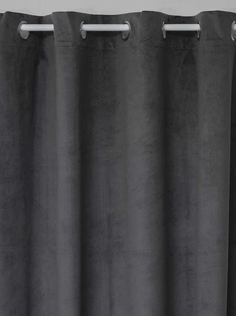 Rideau de salon occultant 8 œillets modèle Otto - 140 x 260 cm Gris foncé - Kiabi