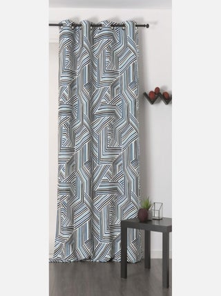 Rideau déco motif rayures bleu