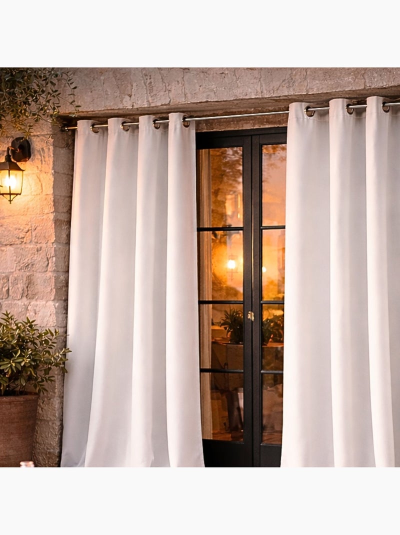 Rideau d'extérieur en tissu déperlant Blanc - Kiabi