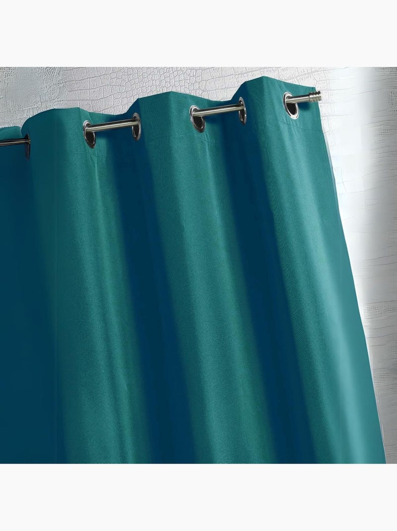 Rideau d'extérieur en tissu déperlant Bleu canard - Kiabi